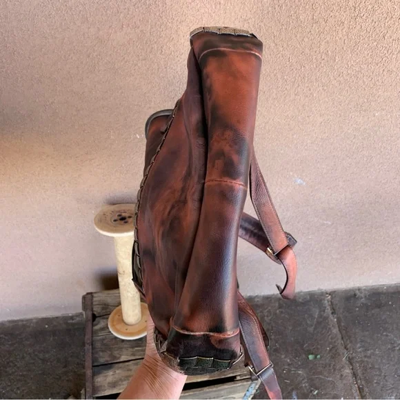 POL Distressed Leather Tie-Dyed Studded Backpack display picture 3